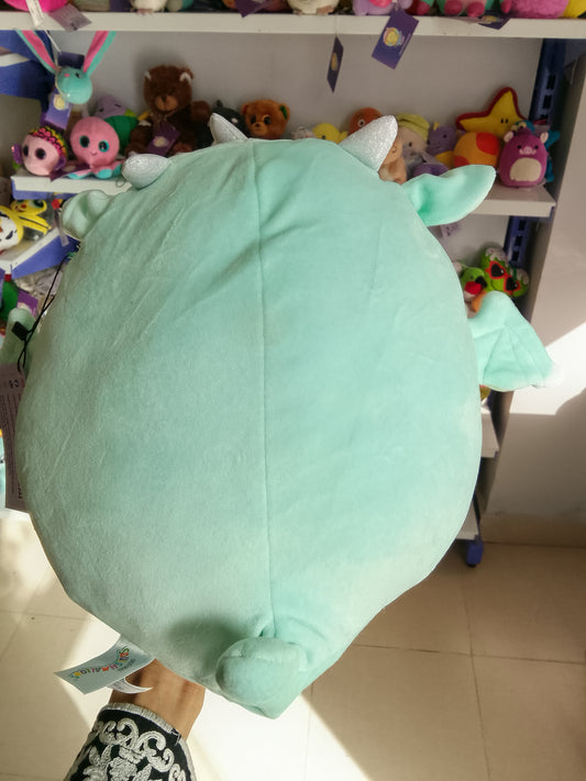 Squishmallows Joey the Dragon plush toy mint green color and a rainbow belly.