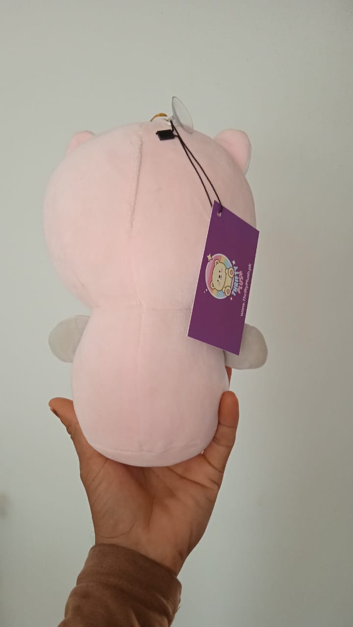 Cute Penguin Stuffed Animal Cosplay as a Pink Unicorn.