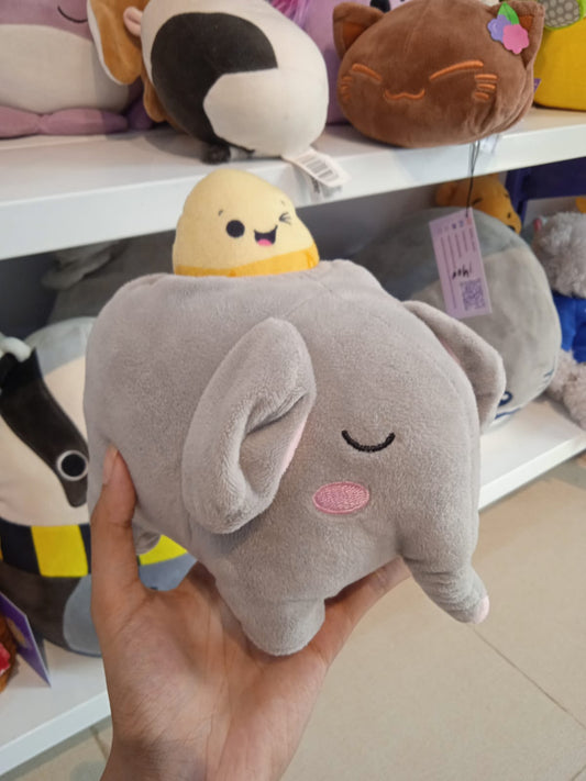 Grey Elephant with Yellow Chick Plush Toy