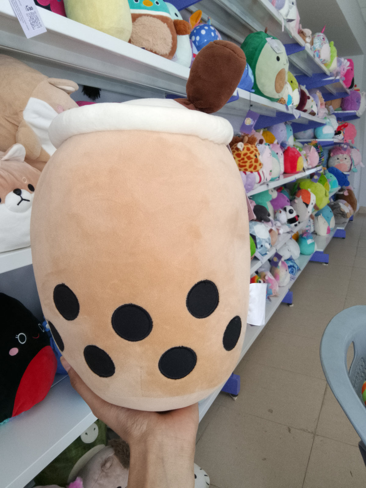 Boba Milk Tea plush doll bubble tea cup with tapioca pearls.
