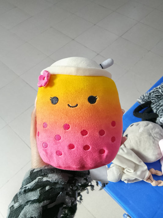 Squishmallows Bergit the Pink and Orange Gradient Boba plush toy.
