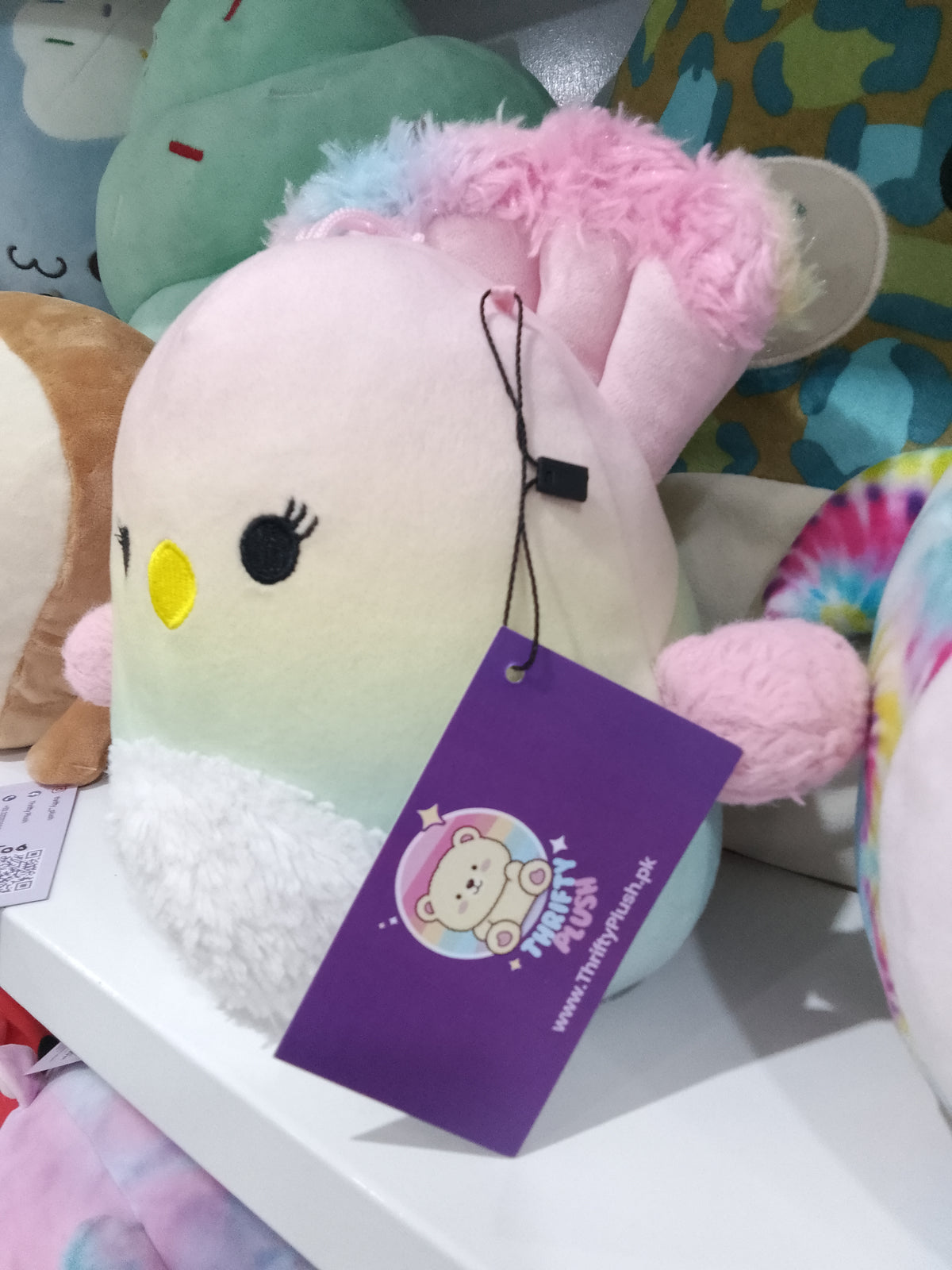 Squishmallows Briannika the Peacock plush toy, pastel ombre design and fluffy wings.
