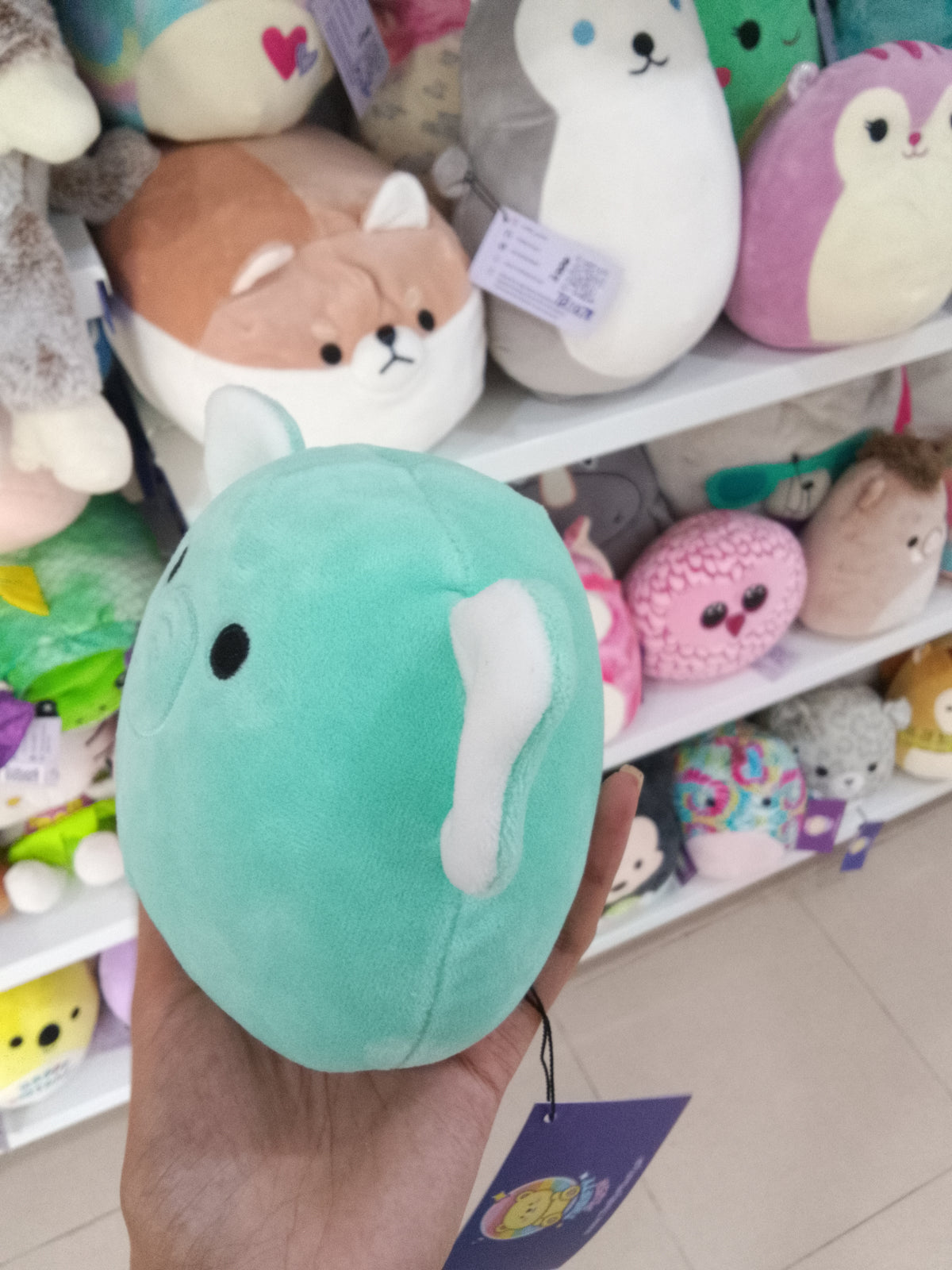 Squishmallows Zoo Squad Diego the Teal Elephant plush toy.