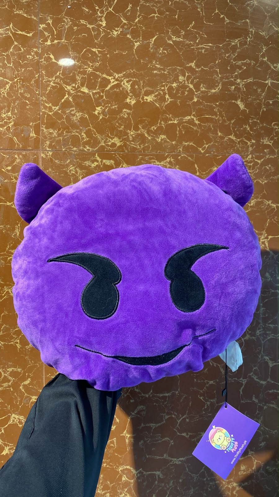 Purple Devil Emoji Plush Pillow