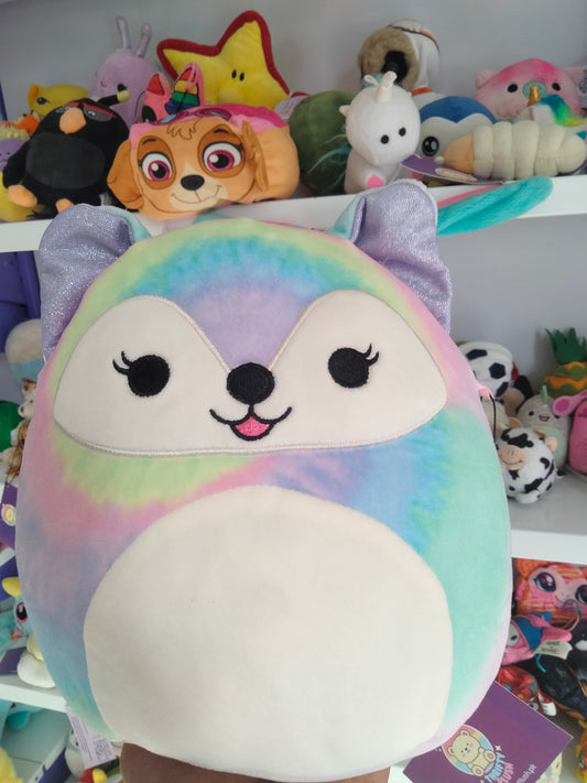 Squishmallows Felexine the Rainbow Fox plush toy.
